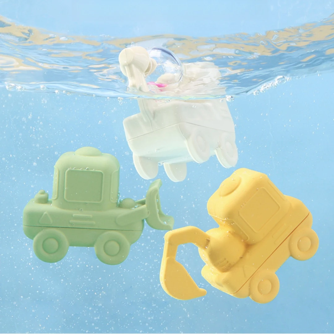 Children's Bath Engineering Car Silicone Baby Splashing Baby Bath Floating Bathroom Toys