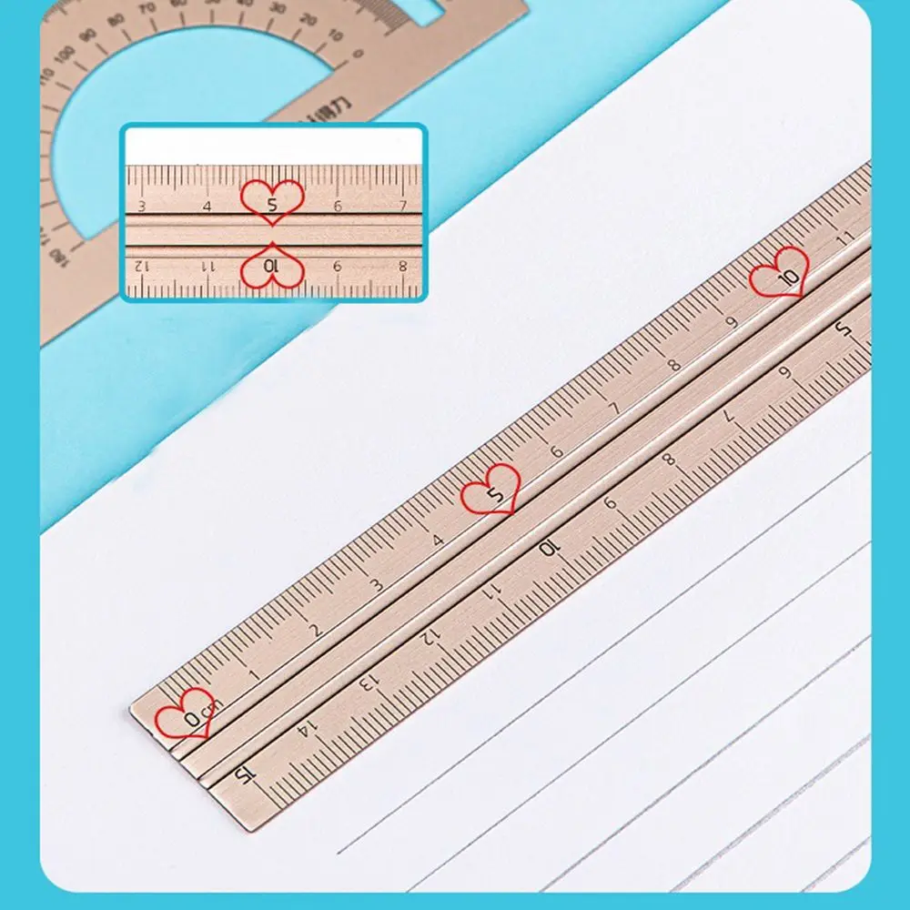 Portable Students Straightedge Triangle Ruler Geometry Examination Stationery Metal Rulers Aluminium Ruler Set School Supplies