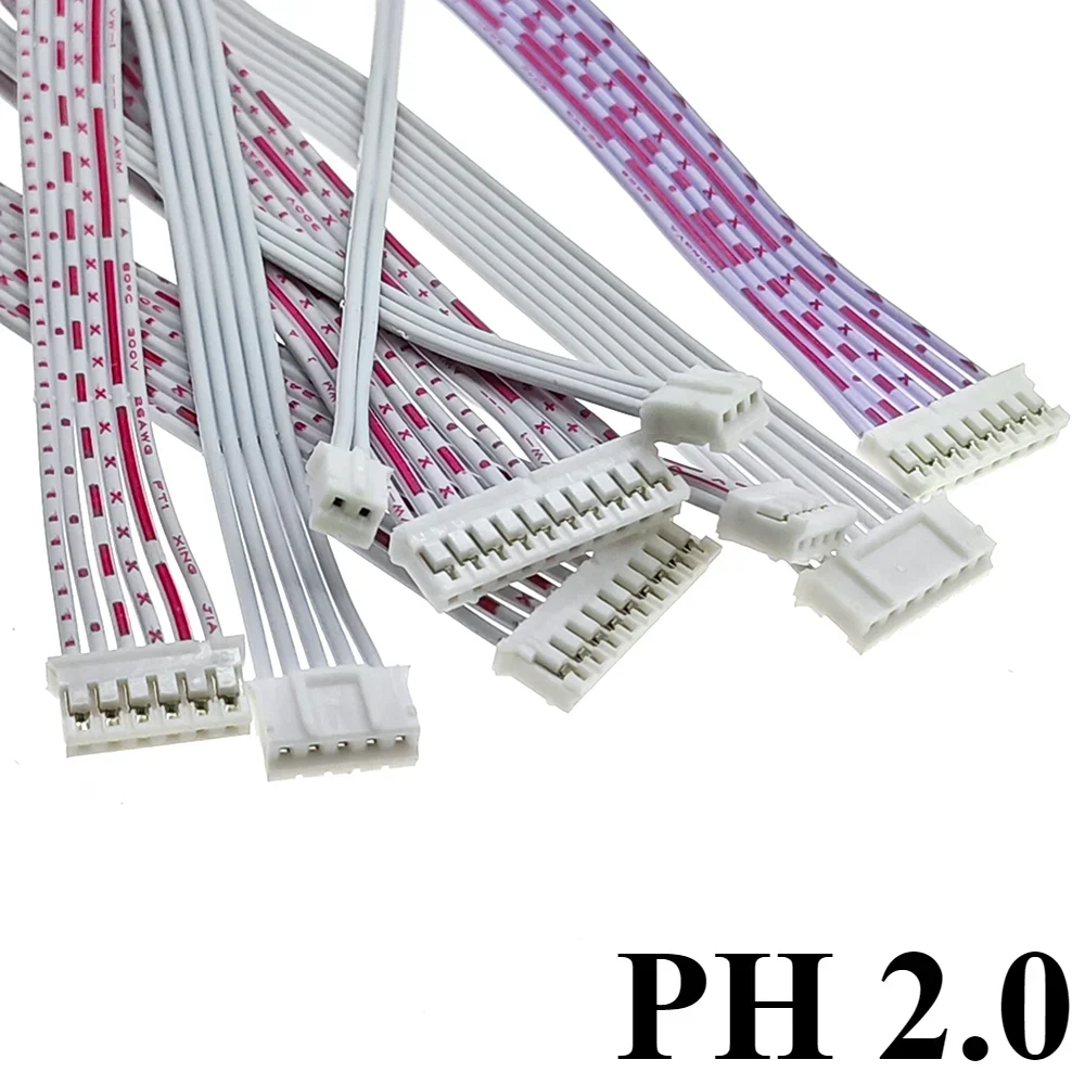 10 قطعة XH إلى PH الأحمر والأبيض خط مسطح Xh2.54 / Ph2.0 التوصيل محطة محول 2p 3p 4p 6p 7p 8p 9p 12p طول 10 سنتيمتر 20 سنتيمتر 30 سنتيمتر #6