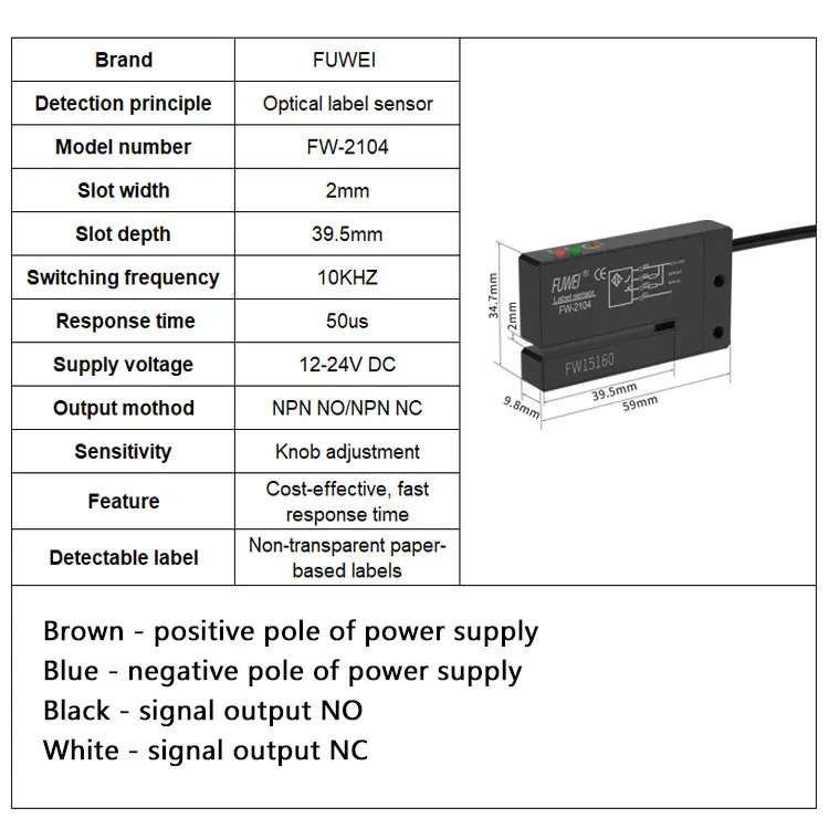 FW-2104 Optical sensor Automatic labeling machine Equipment Photoelectric Label Sensor