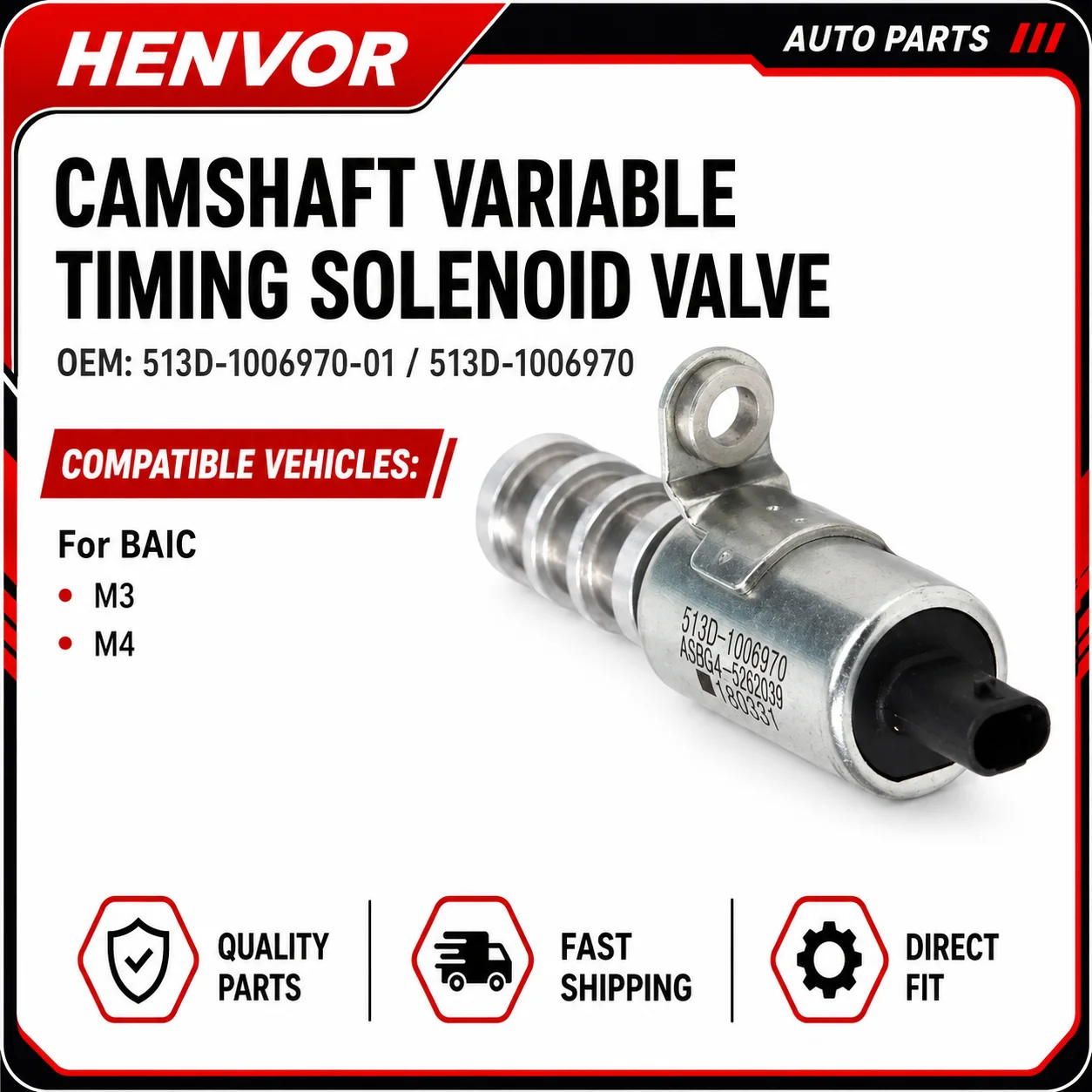 513D-1006970-01 513D-1006970 VVT Solenoid Valve Camshaft Variable Timing Control Valve for BAIC M3 M4 Engine Parts