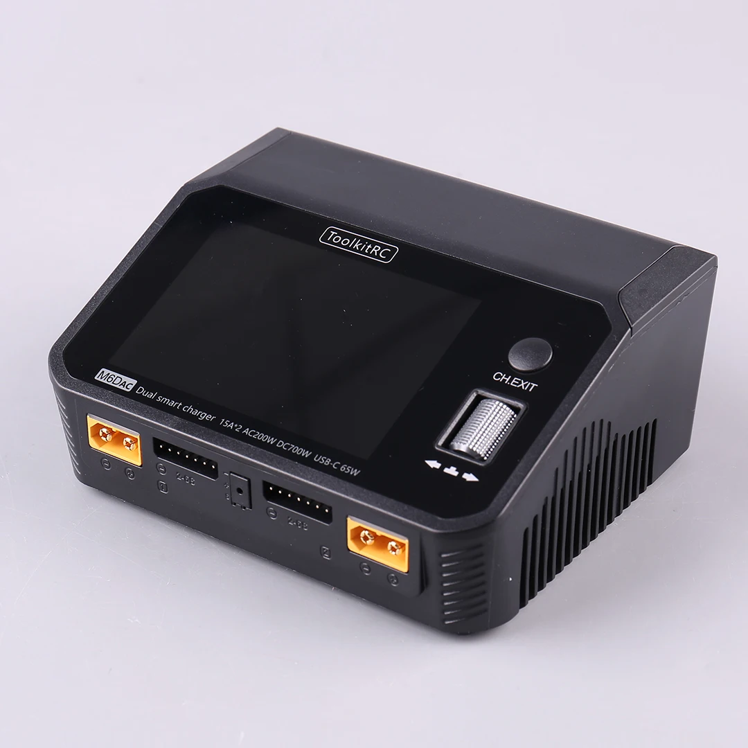 ToolkitRC M6DAC AC 200W DC 700W 15A*2 USB-C 65W QC3.0 1-6S Lipo 배터리용 듀얼 채널 스마트 Lipo 배터리 충전기 방전기