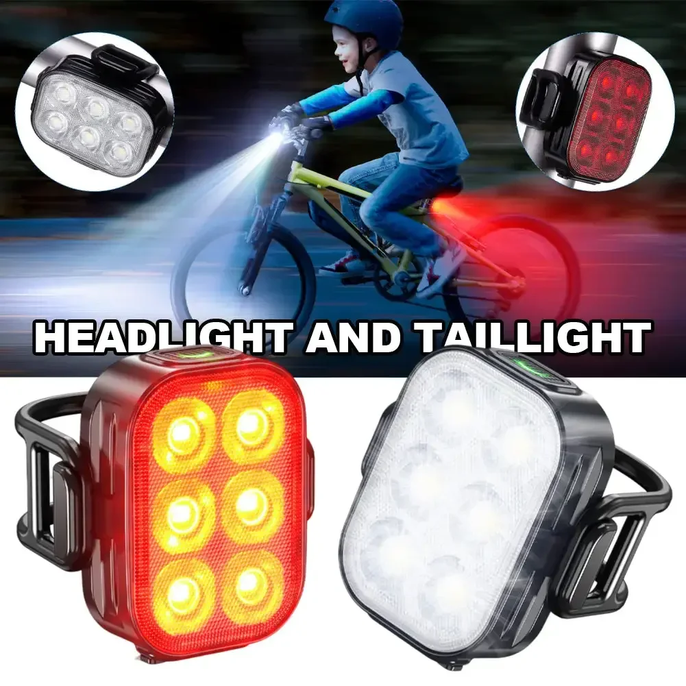 Led Bicycle Headlight Tail Light MTB Road Bike Bright Flashlight Night Cycling Waterproof 12H Working Time Type-C Rechargeable