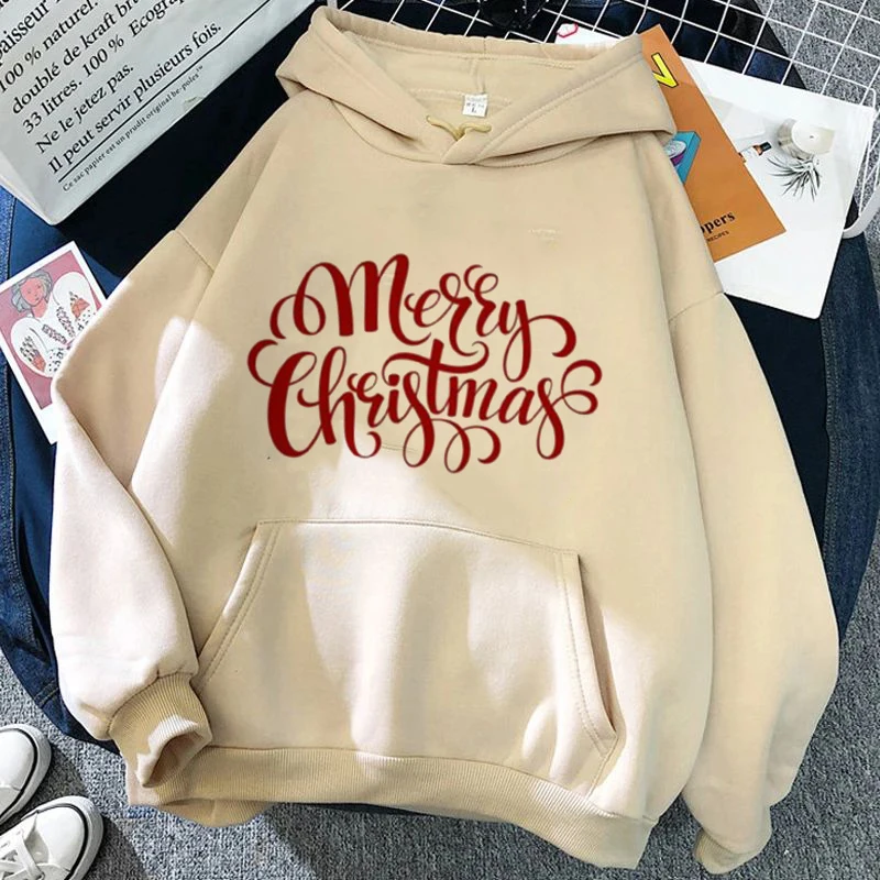 

Merry Christmas Women Hoodies Pullover Fashion Print Casual Sweatshirts Sporty Loose Long Sleeved Coats Lady New Year Y2K Winter