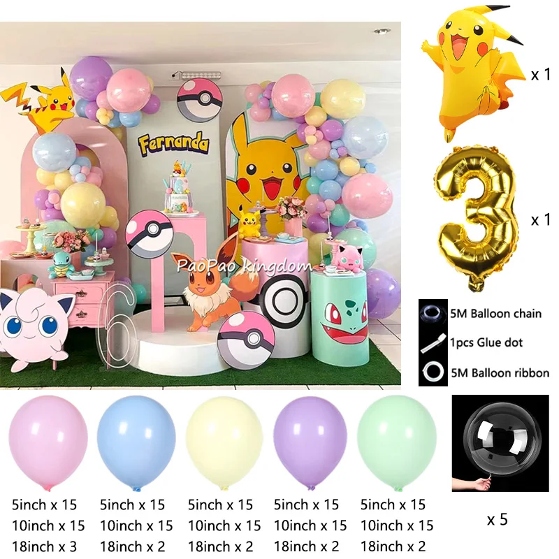 Liebliches Pikachu-Themen-Ballon-Dekorationsset Cartoon-Folienballons Blitzballon-Set Kindergeburtstags-Party-Deko-Zubehör – Detail 30
