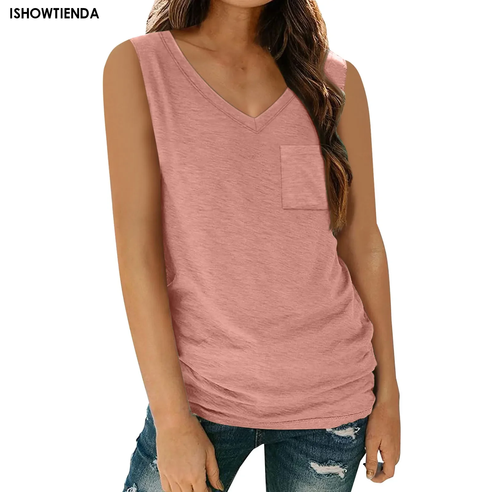 2024 New Women T-shirt Tees Tops Vest Solid Knited Tank Topcasual Summer Plain Slim Fit Sleeveless Women Vest Casual Fashion