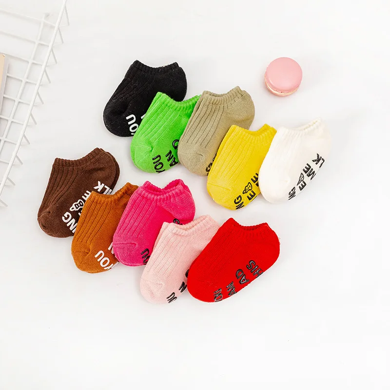 Newborn Non-slip Floor Sock Simplicity Solid Color Ankle Short Sock for Toddler Boy Girl Summer Indoor Sock for 0-7 Year Kids