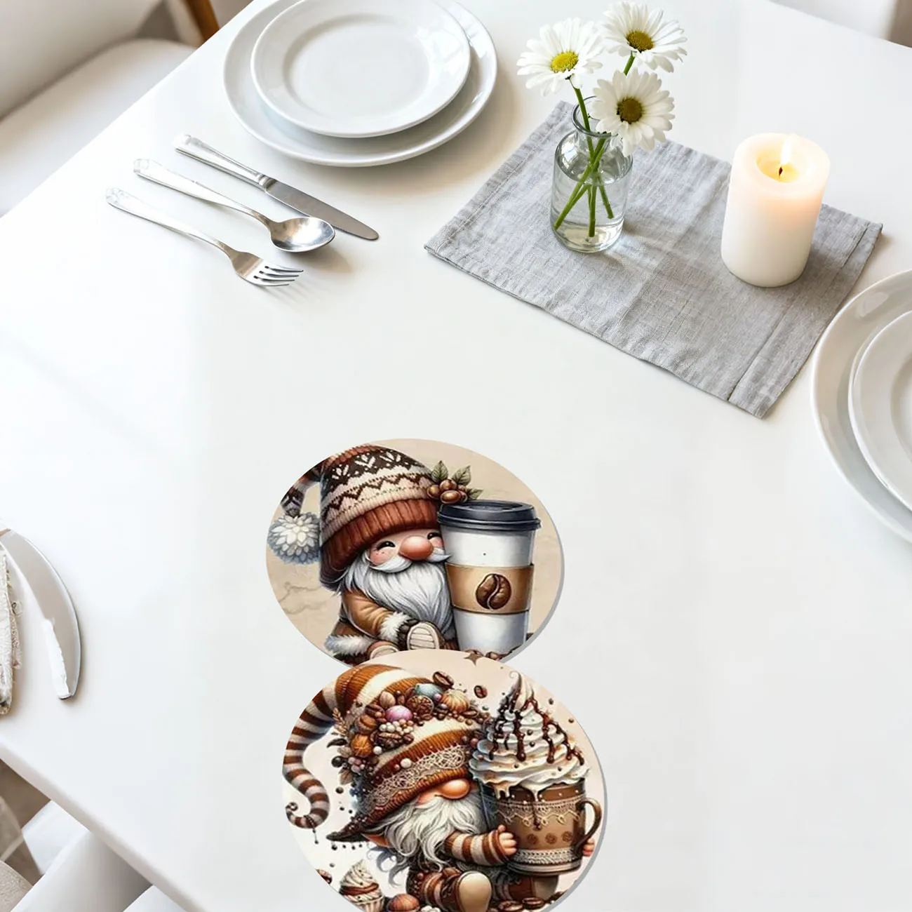 4-piece set - wooden placemat, anti slip and heat-resistant, desktop protection, dining table decoration, restaurant gift