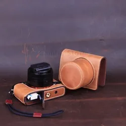 Genuine Leather Photo Camera Case Handmade Body Bag BOX Bottom Lens Cover For SONY RX1R2 RX1M2 RX1 rx1r RX1Rii Protective sleeve