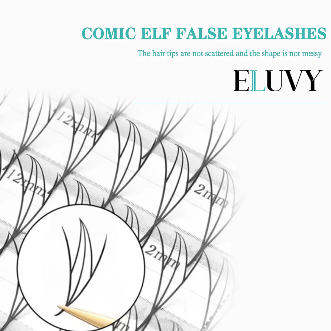 ELUVY Comic Elf Eyelashes Extensions Manga Elf Tower Feather Pre Made  C CC D Curl Comic Spire Premium Mink Lashes Extensions