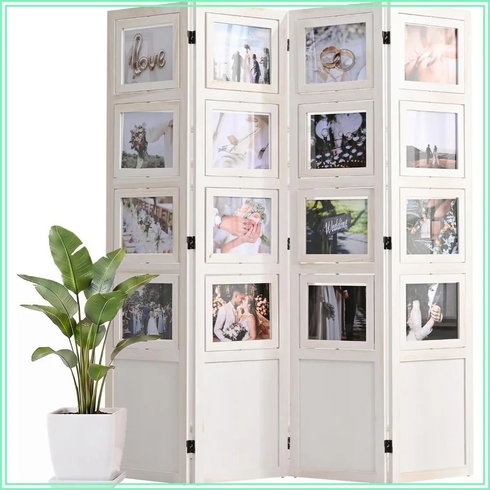 4 Panel Folding Room Divider White Privacy Screen Decorative Portable Home Partition