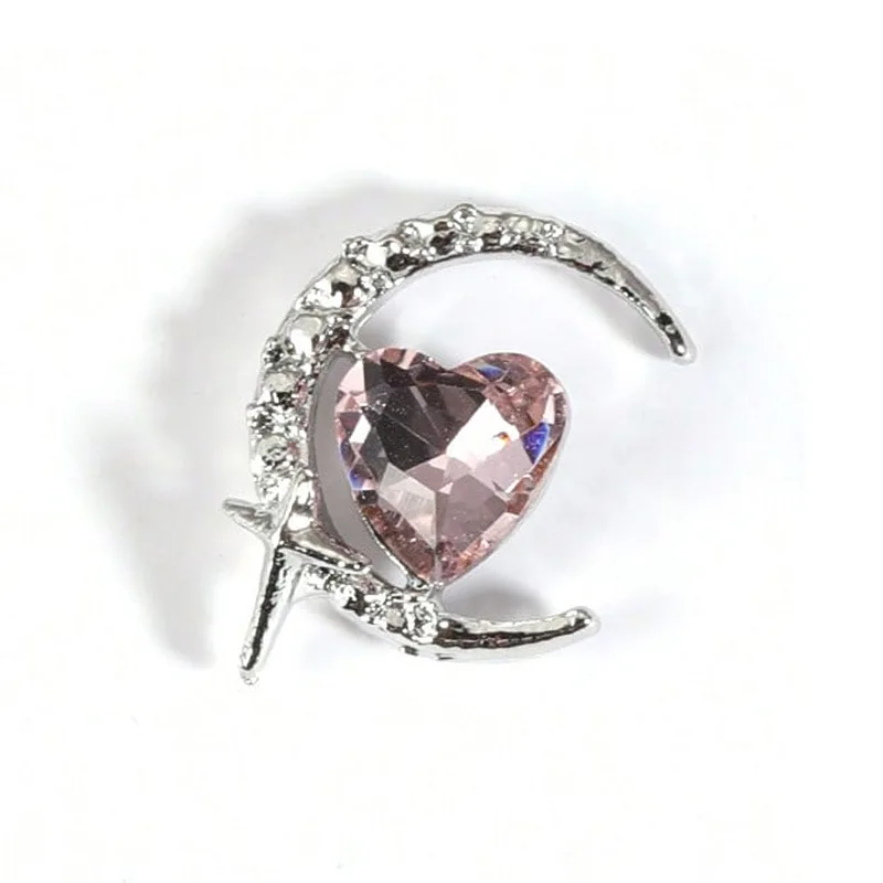 10 STKS 3D Luxe Legering Maan Nail Art Liefde Hart Strass Bedels Accessoires Voor Nagels Decoratie Manicure Decor Ontwerpbenodigdheden