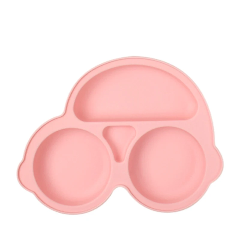 Baby Silicone Dining Plate Kids Feeding Plate Sucker Bowl Solid car Face Children Dishes Toddler Training Tableware BPA FREE