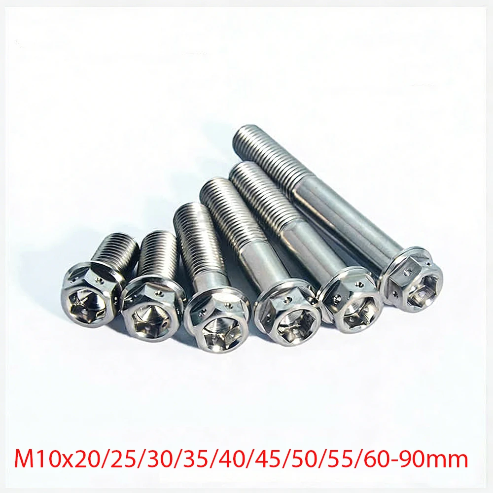 Titanium Alloy Flange Head Screw M10x20/25/30/35/40/45/50/55/60-90mm Hexagon Head  Hollow Motorcycle Modification Bolt Fastener