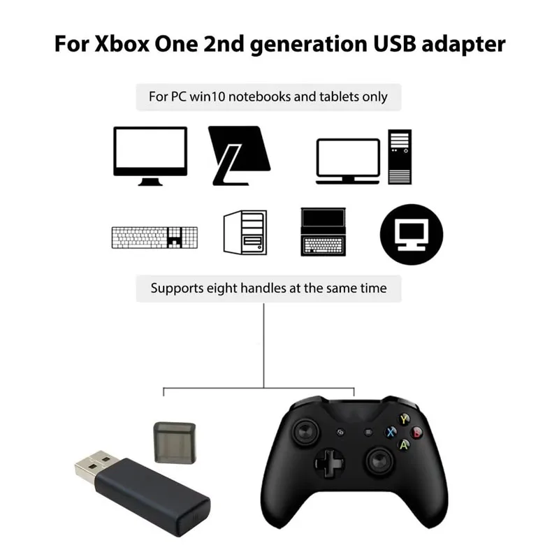 For Xbox One Wireless Adapter USB Receiver for Xbox One 2nd for Xbox One 1st for Windows 10 System PC Laptops 2nd Generation