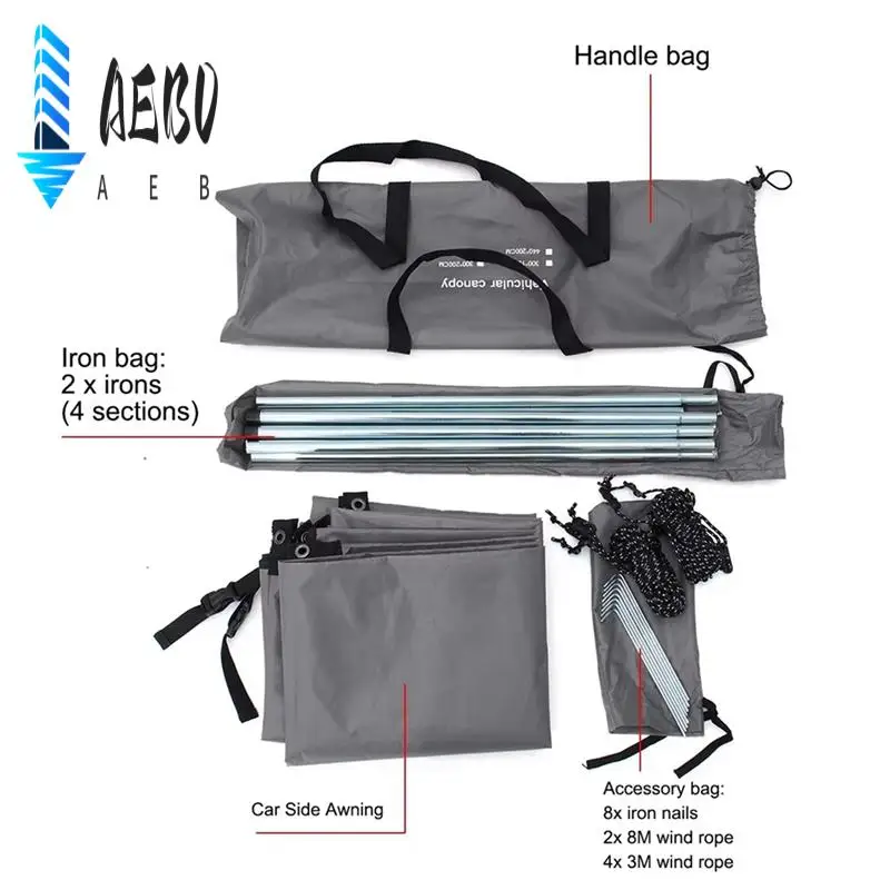 

AEB0-Портативный автомобильный навес для кемпинга, боковая палатка на крыше автомобиля, анти-УФ-солнце, водонепроницаемый тент, зонтик, навес от дождя