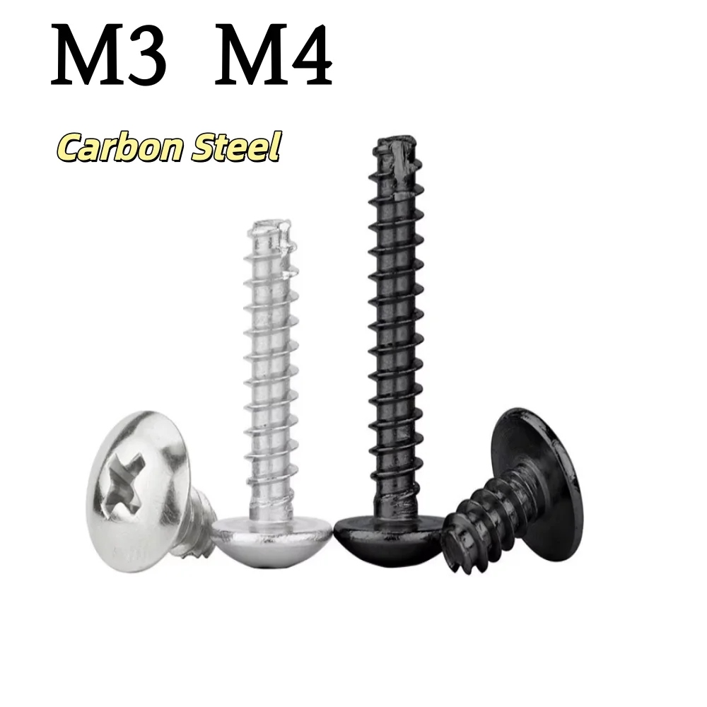 Carbon Steel Phillips Recessed Truss Head Self-tapping Screw  Round Head Mushroom Screws  M3-M4
