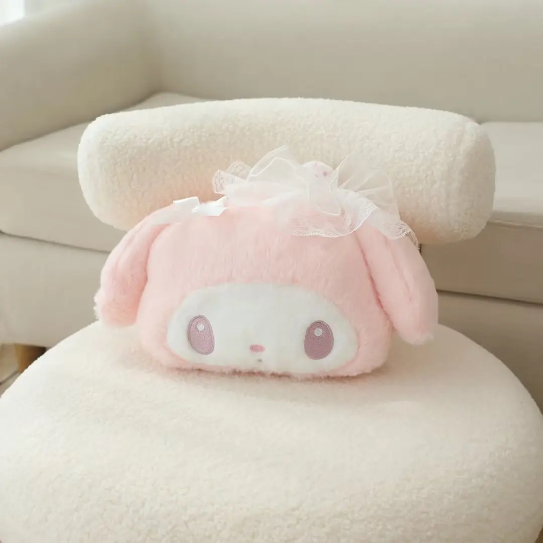 Sanrio Japanese Anime My Melody Plush Car Headrest Cute Cartoon Portable Pillow Blanket Kawaii Stuffed Pillow Gifts For Girl