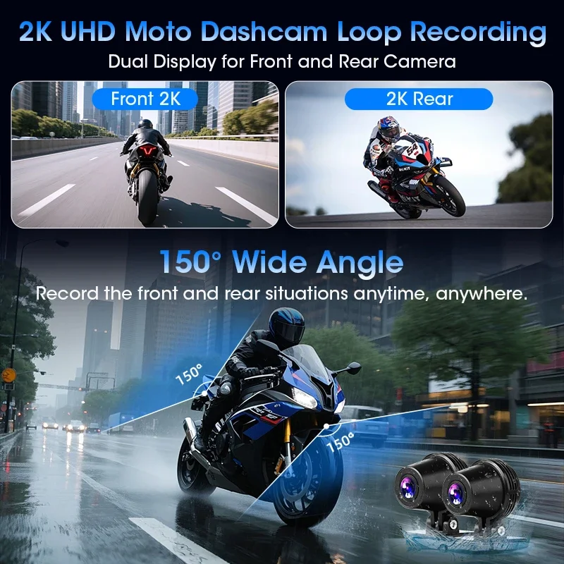 Develuck 8.1 "دراجة نارية DVR 2K كاميرا أمامية الملاحة GPS اللاسلكية Carplay أندرويد السيارات موتو مراقب مع مستشعر TPMS المزدوج BT