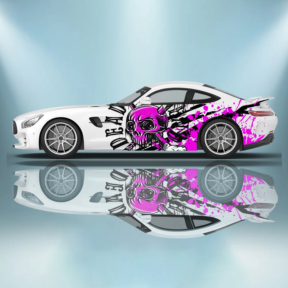 Skull Head Alphabet Splash Car Decal Full Body Sticker Decoration Cover Scratch Protection Car Decal Waterproof Car Vinyl Wraps