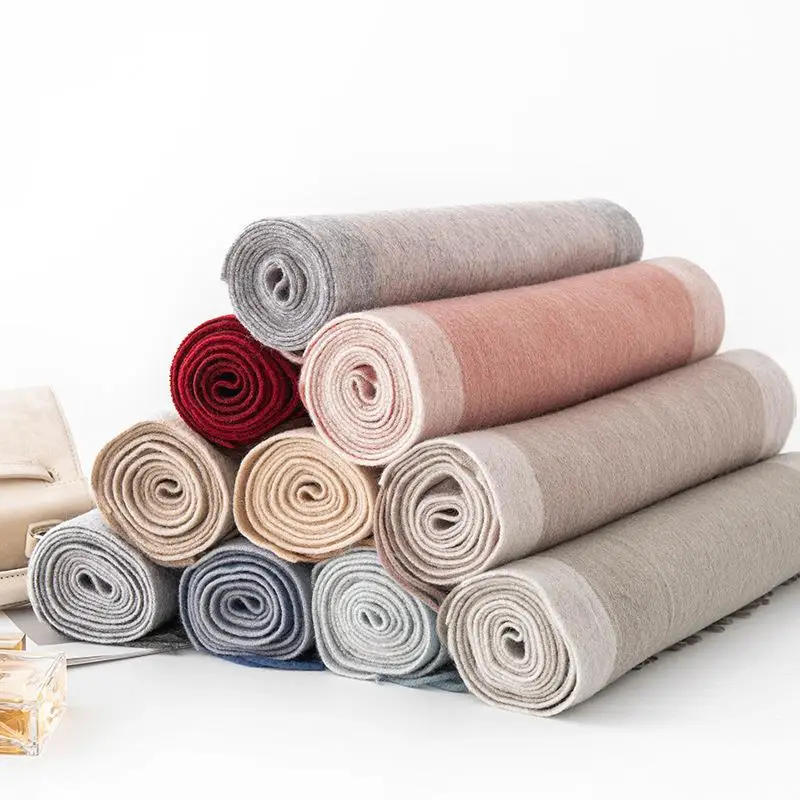 thi-woolen-scarf-double-sided-color-women's-autumn-winter-warm-awl-simple-tassel-versatile-ne-warmer-scarf