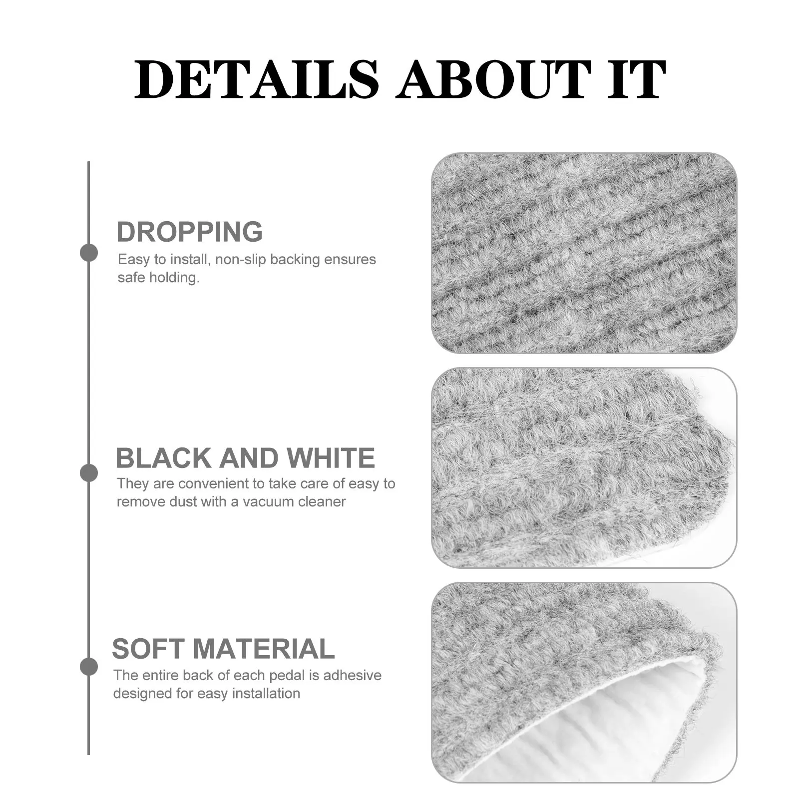 2 Stück Anti-Rutsch-Stufenmatte für den Innenbereich, Treppenschutz, selbstklebendes Gummi, rutschfeste Rückenteppich, neutrale Stufen, Polyester