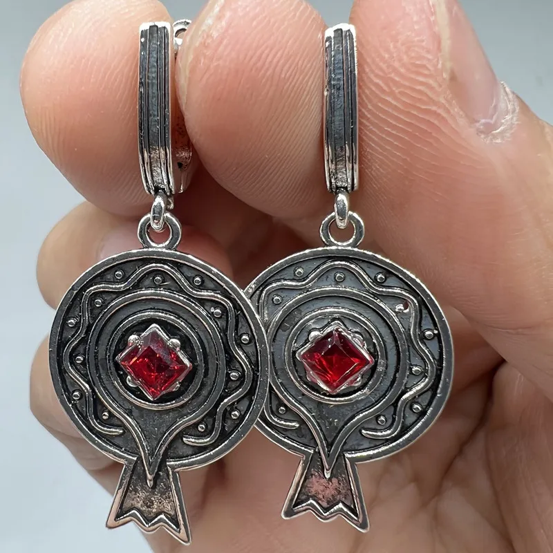 Vintage Metal Hand Engraved Pattern Earrings view 2
