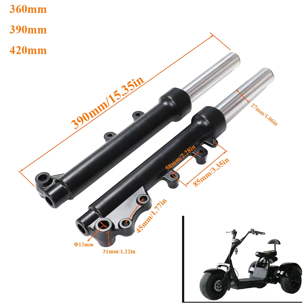 

360 390 420mm Hydraulic Front Shock Absorber Lengthened Damping Front Fork Shock Absorber for Citycoco Modified Accessories