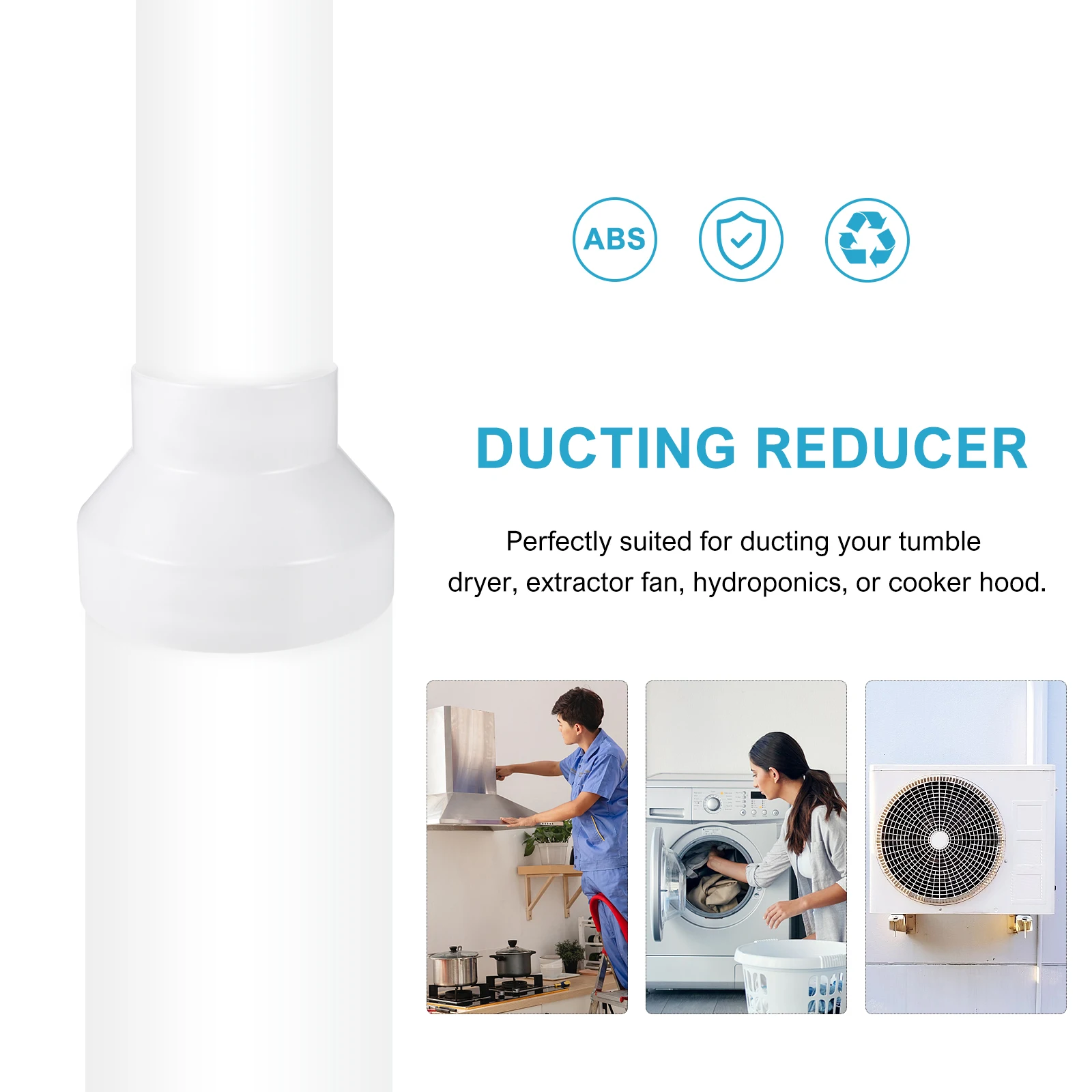 

Reducing Joint Pipe Connector Pvc Reducer Duct Fitting Ventilation Exhaust Range Hood ABS Material Impact Resistance Seamless