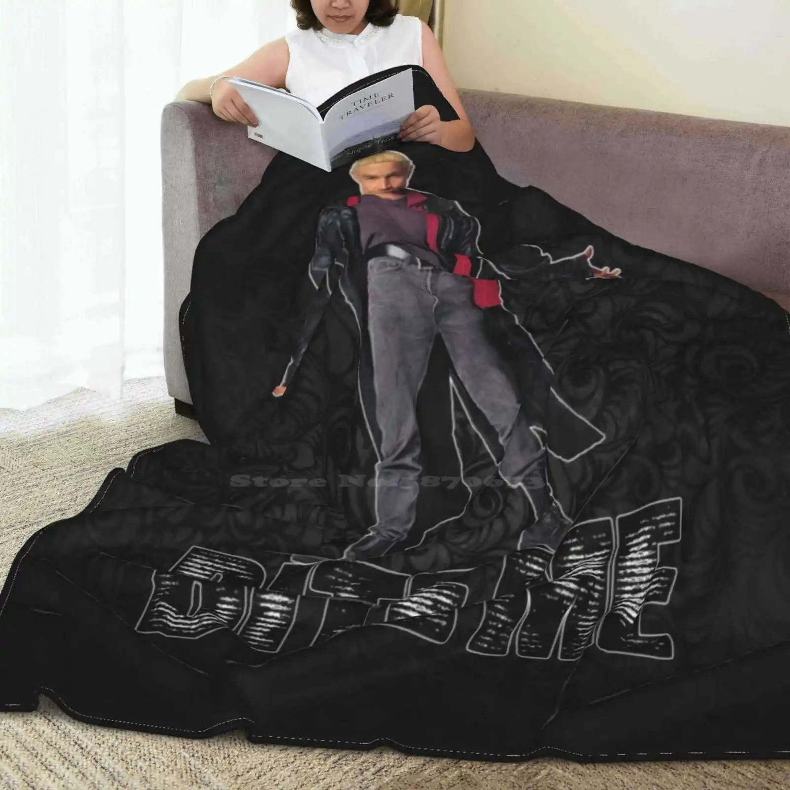 Spike da Buffy-Bite Me coperta morbida e calda coperta portatile da viaggio James Marsters Buffy The Vampire Spike Vampires Cult Classic