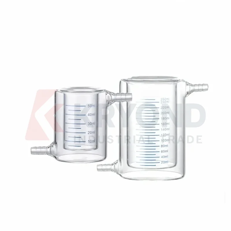 Jacketed Double-Wall Borosilicate Glass Beaker 50-1000ml for Chemistry Laboratory Heating Cooling Applications