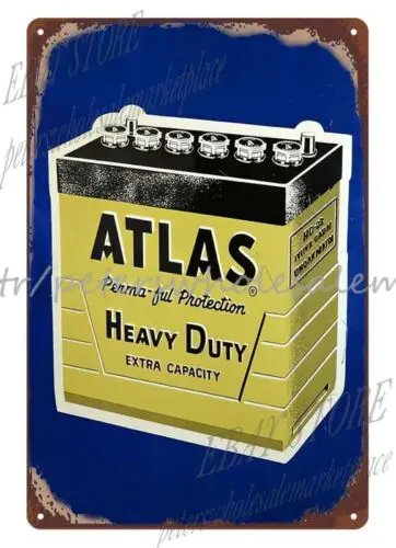 Atlas Batteries metal tin sign reproduction kitchen office advertising signs