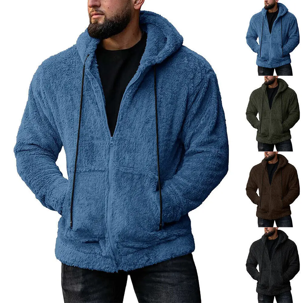 Hooded Fleece Outwear Comfortable Fleece-Lined Warm Winter Jacket Trendy Men'S Coat For Men'S Fashion