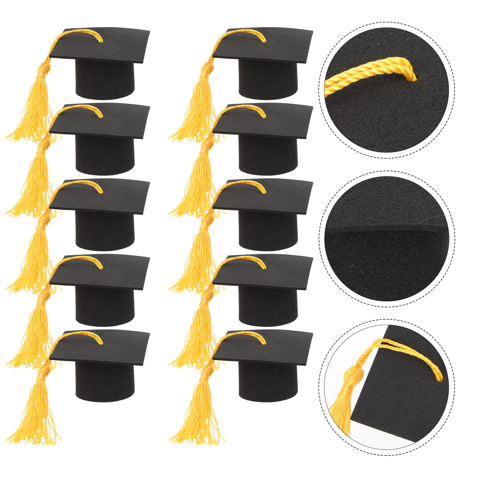 10 Pcs Mini Bachelor Hat Cabinet Decorations Graduation Party Cake Ornaments Surface Doctoral Caps Polyester Tam Props