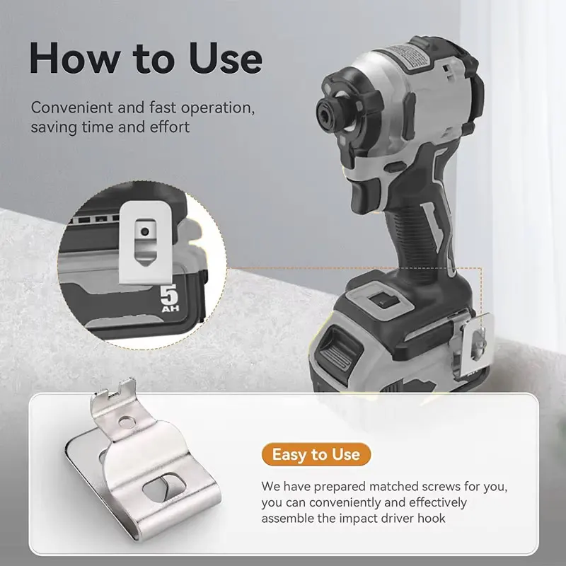 Gancho para Taladro Eléctrico, Compatible con Dewalt, Makita/Bosch/Milwaukee/Ryobi/Worx, para Taladros Inalámbricos de 18V, Clip para Sujetar Llaves, Accesorio para Herramientas