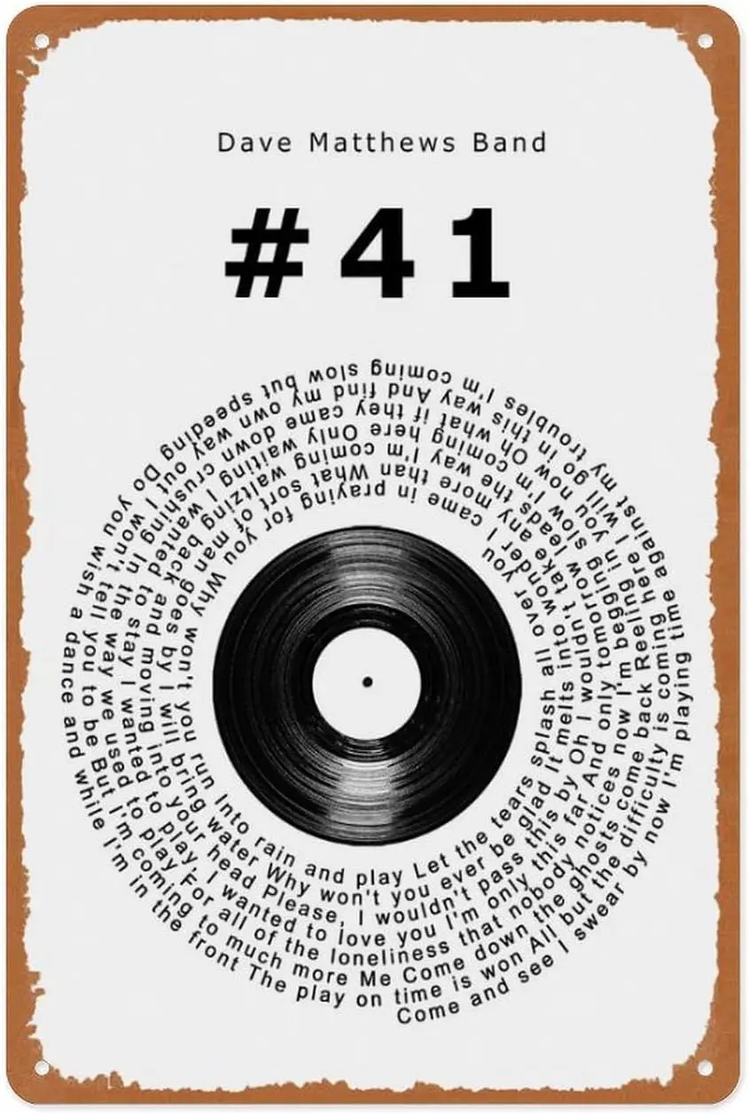 Vintage Metal Sign - #41 Vinyl Record Song Lyric Music - 8x12 Inch Wall Art for Garage, Man Cave, Game Room,