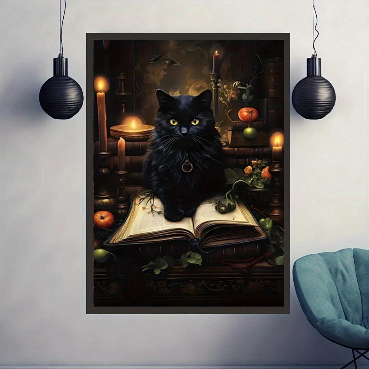 

Nordic Retro Black Cat Reading Book Canvas Prints Cute Animal Wall Art Poster for Bedroom Living Room & Home Decor Cuadros Gift