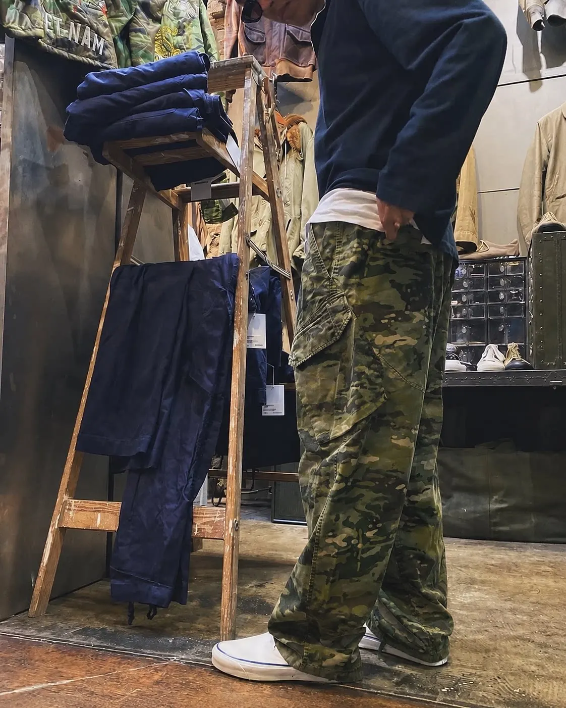 Latvia Camouflage Navy Loose Cargo Pants Combat BDU Functional Tactical Pants British  Version PCS Version CP Camouflage