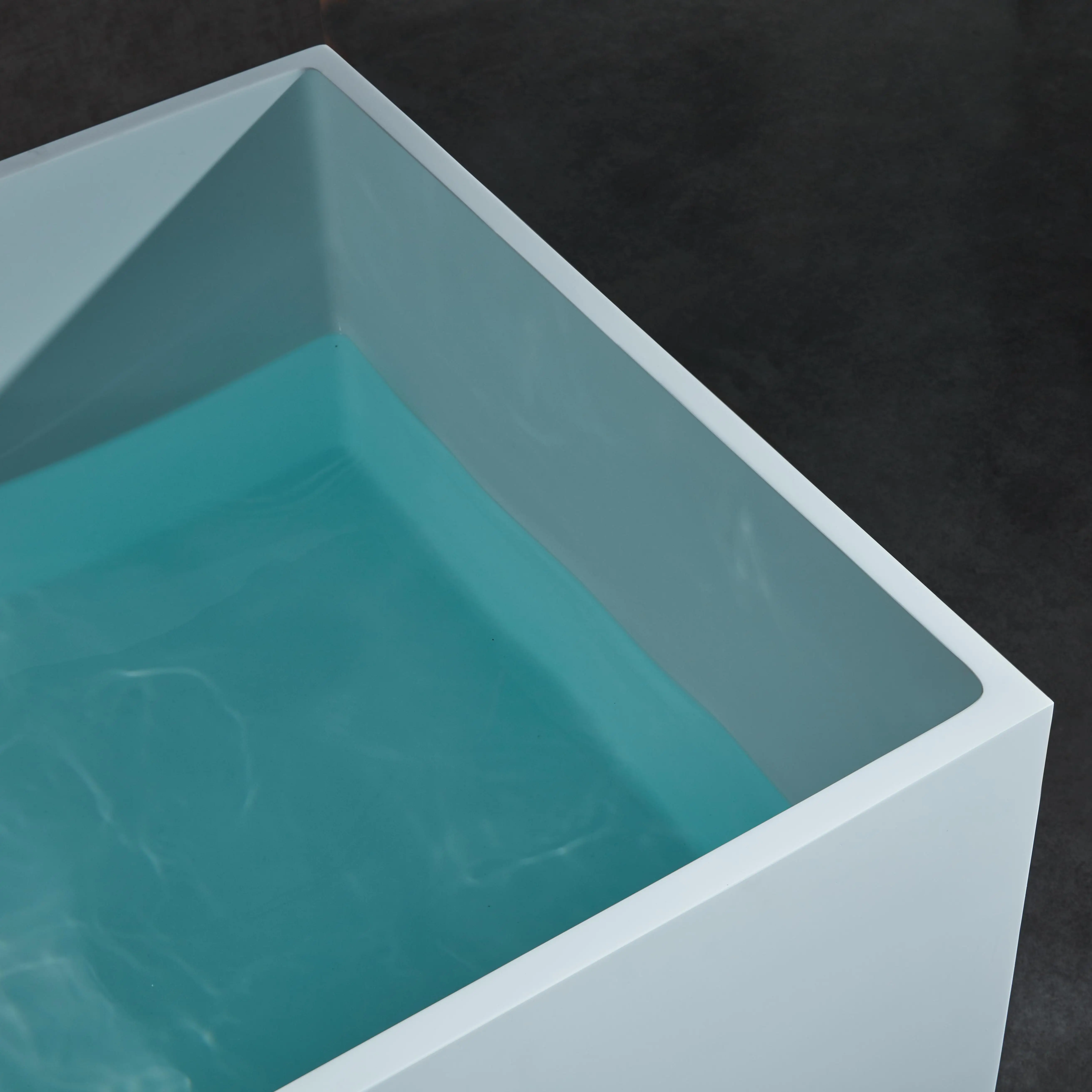 European Style Freestanding Soaking Bathtub Solid Surface Rectangle Design