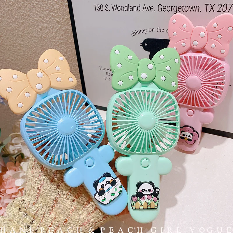 Kawaii القوس الباندا مروحة يدوية الصيف لطيف بارد مروحة محمولة مع كابل يو اس بي قابلة للشحن مروحة صغيرة الحيوان سطح المكتب الديكور