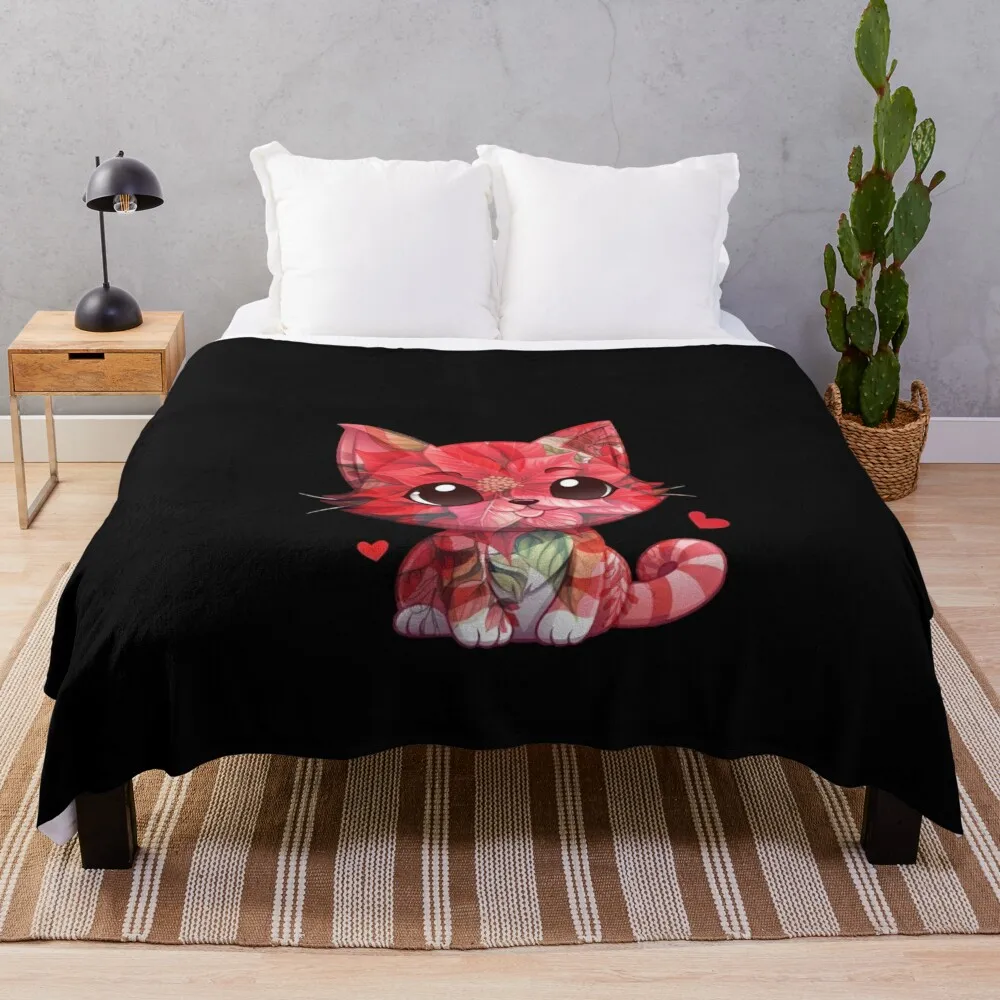 

Floral Kitten in Love for Cat Lovers Throw Blanket Comforter for winter Blankets Sofas Of Decoration Blankets