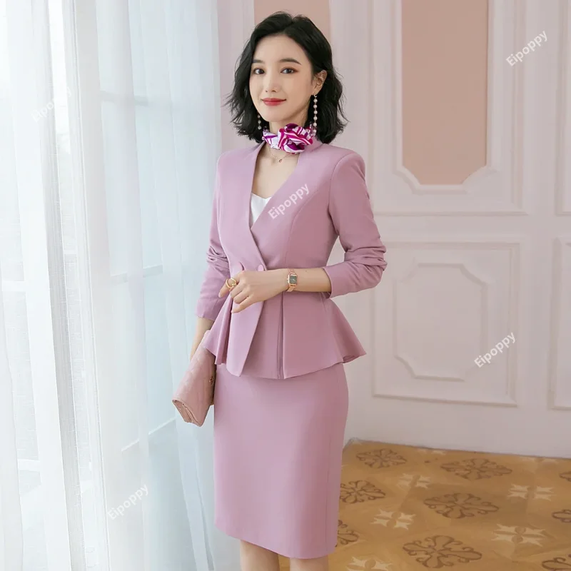 Elegant Women\'s Blazer Skirt Sets 2024 New in Business 2 Piece Short Sets Work Wear Office Formal Ladies Jacket suit with skirt