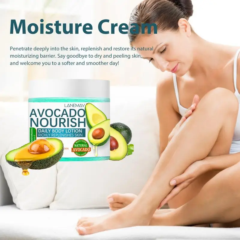 Avocado Body Cream Natural Hand & Body Moisturizer Deeply Hydrating Avocado 7.1fl.oz Non Greasy For Dry And Cracked Skin