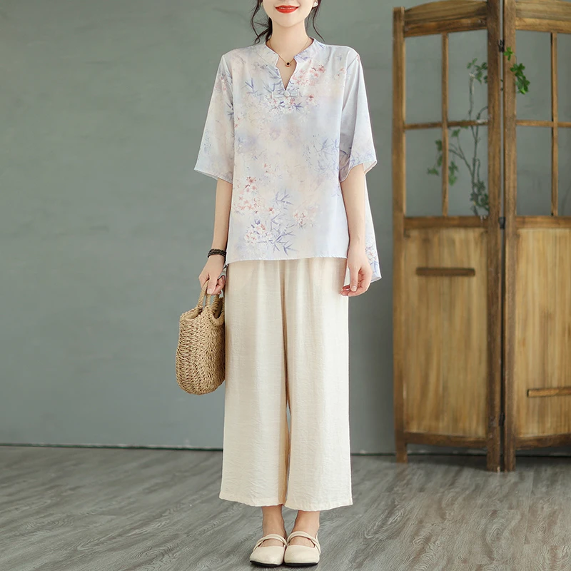 

High-End plus Size Women's Fashionable Loose Casual Wear Spring Summer New Style Two-Piece Set Traditional Artistic Commute S...