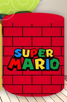 Fondo redondo de Super Mario Yoshi Toad Mario Luigi telón de fondo Super Mario Bros cubierta de cilindro decoración de fiesta de cumpleaños para niños foto Prop