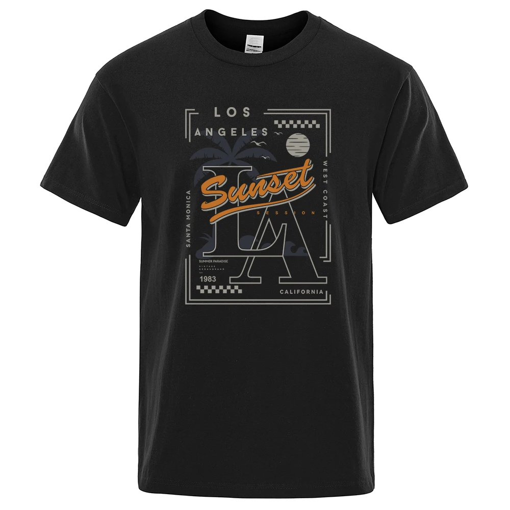 Sunset In Los Angeles, California, 1983 T-Shirt Men Fashion Cotton Tee Clothes Summer T-Shirts Hip Hop Oversized Casual Tops