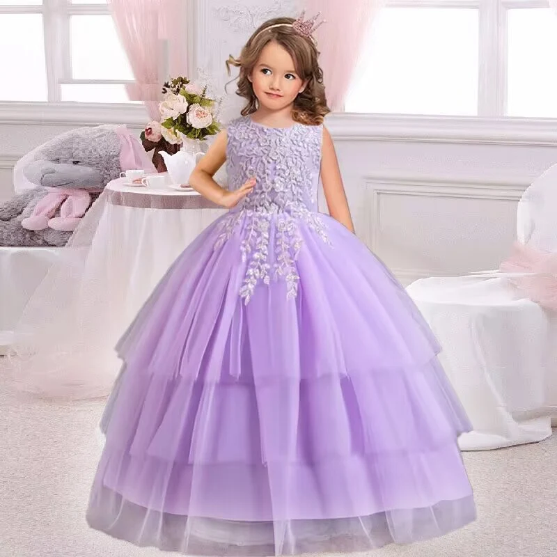 Youth girl long skirt 4-14 years old children's bridesmaid children's clothing princess party wedding dance dresses official occ