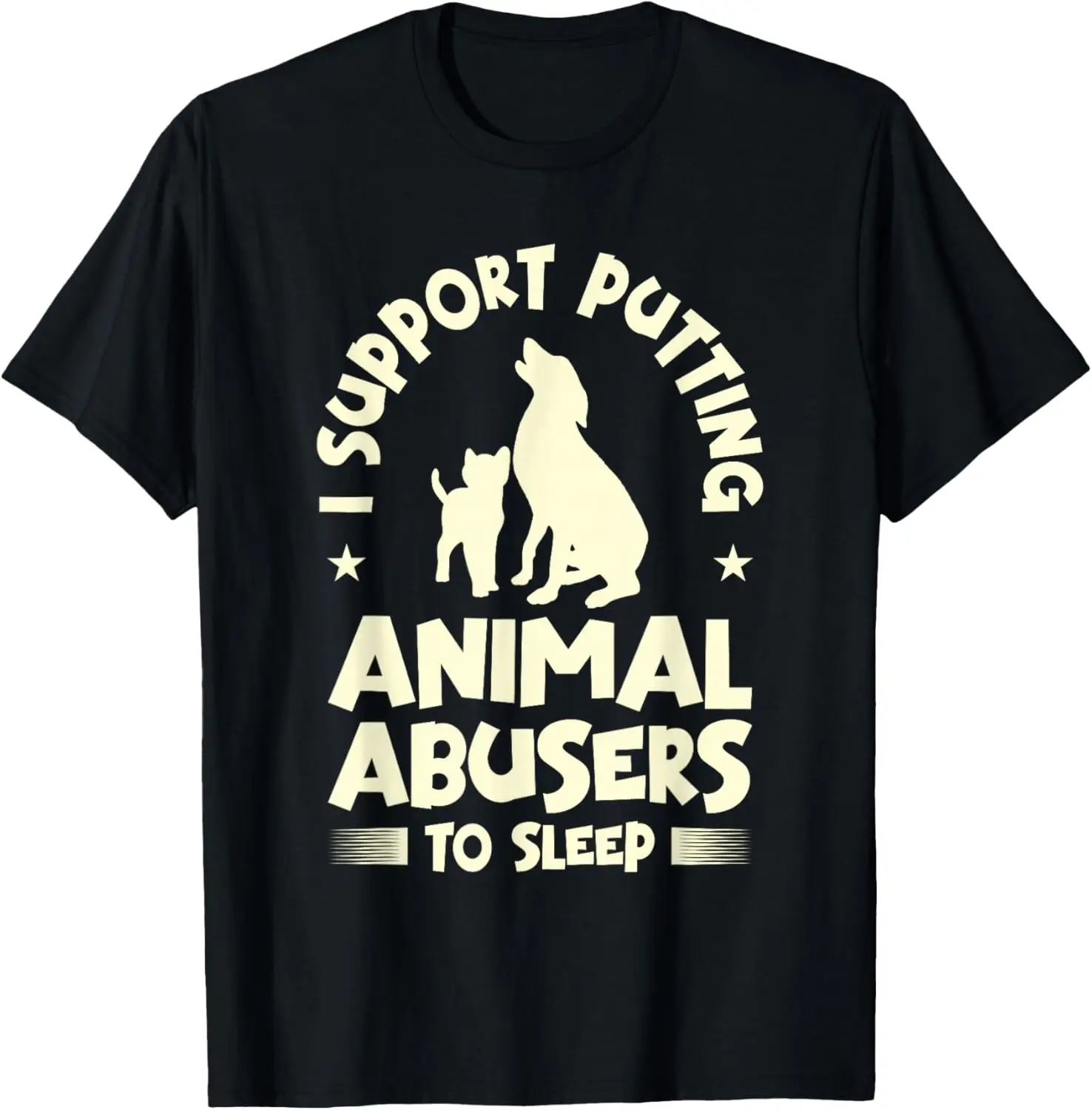 Animal Abusers To Sleep Pro Animal Rights Graphic Cotton T-Shirt Unisex Casual Streetwear