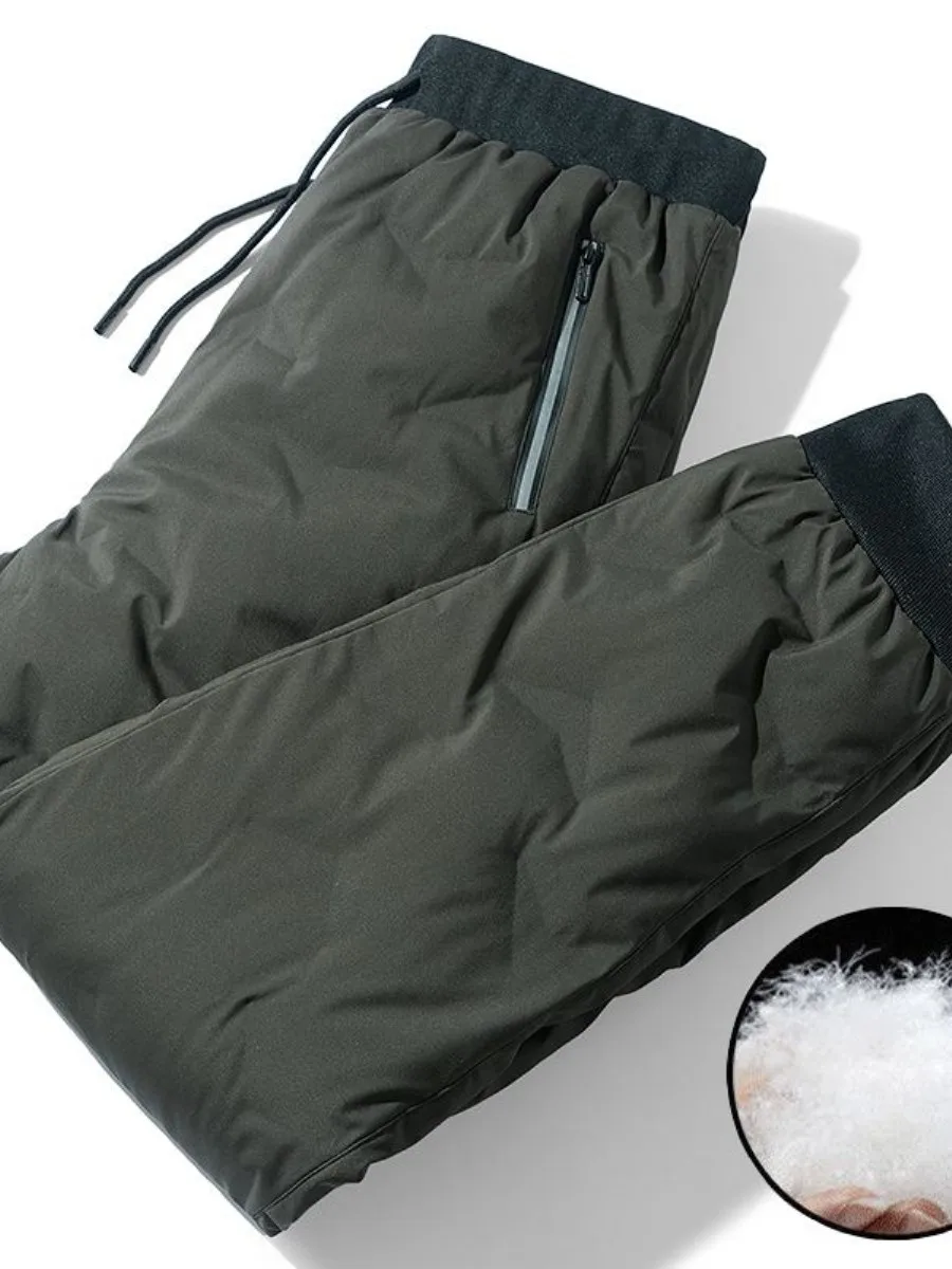 

Мужские пуховые брюки Thiened для активного отдыха, повседневные, теплые, белые, с пуховой подкладкой, длинные, для осени и зимы