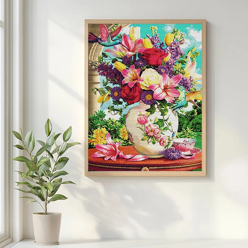 

Soulgift New Pre-Printed Cross Stitch Kit, Stamped 9CT/11CT/14CT/16CT DMC Threads, Embroidery kit - Lotus flower